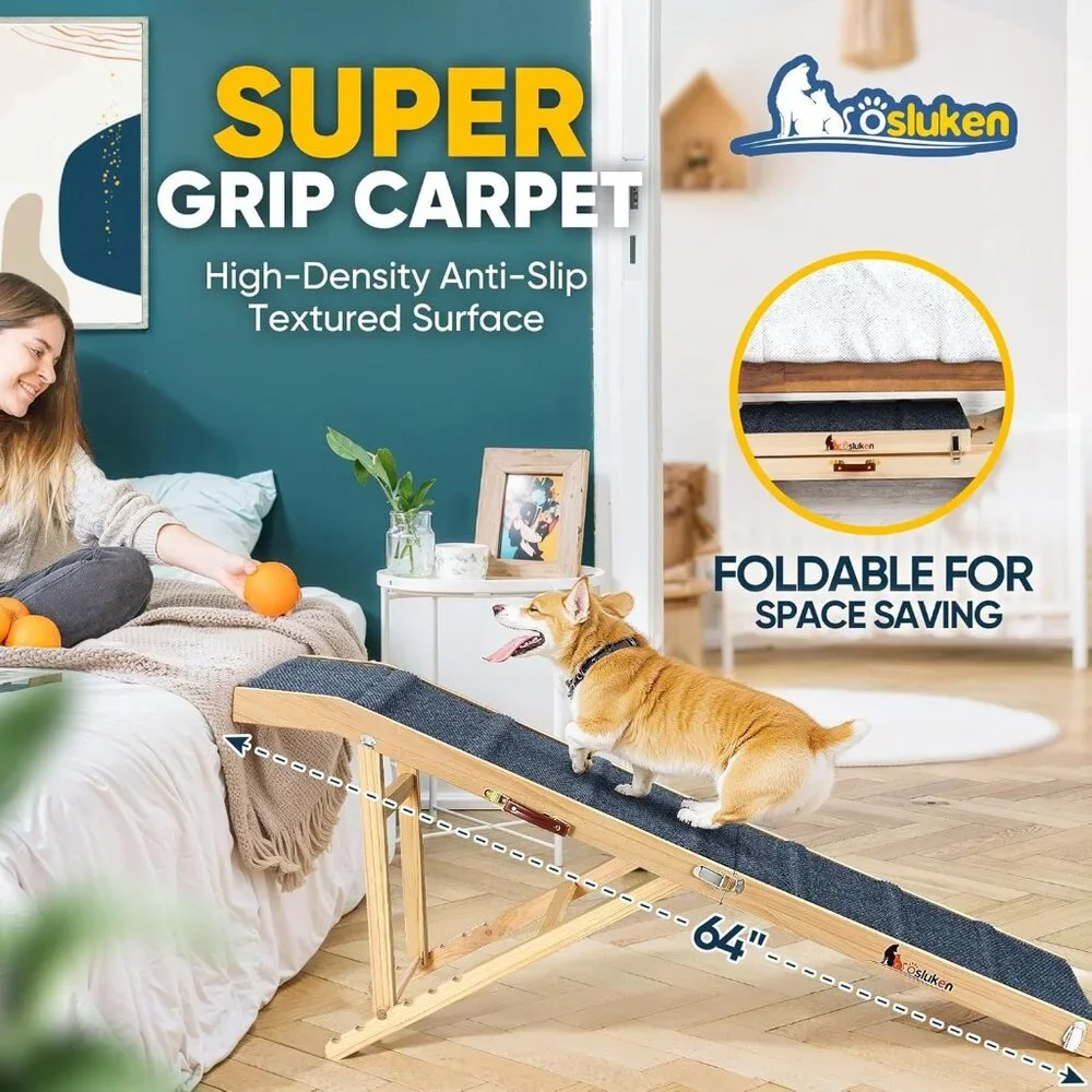 Dog Ramp for Bed, L64 W17